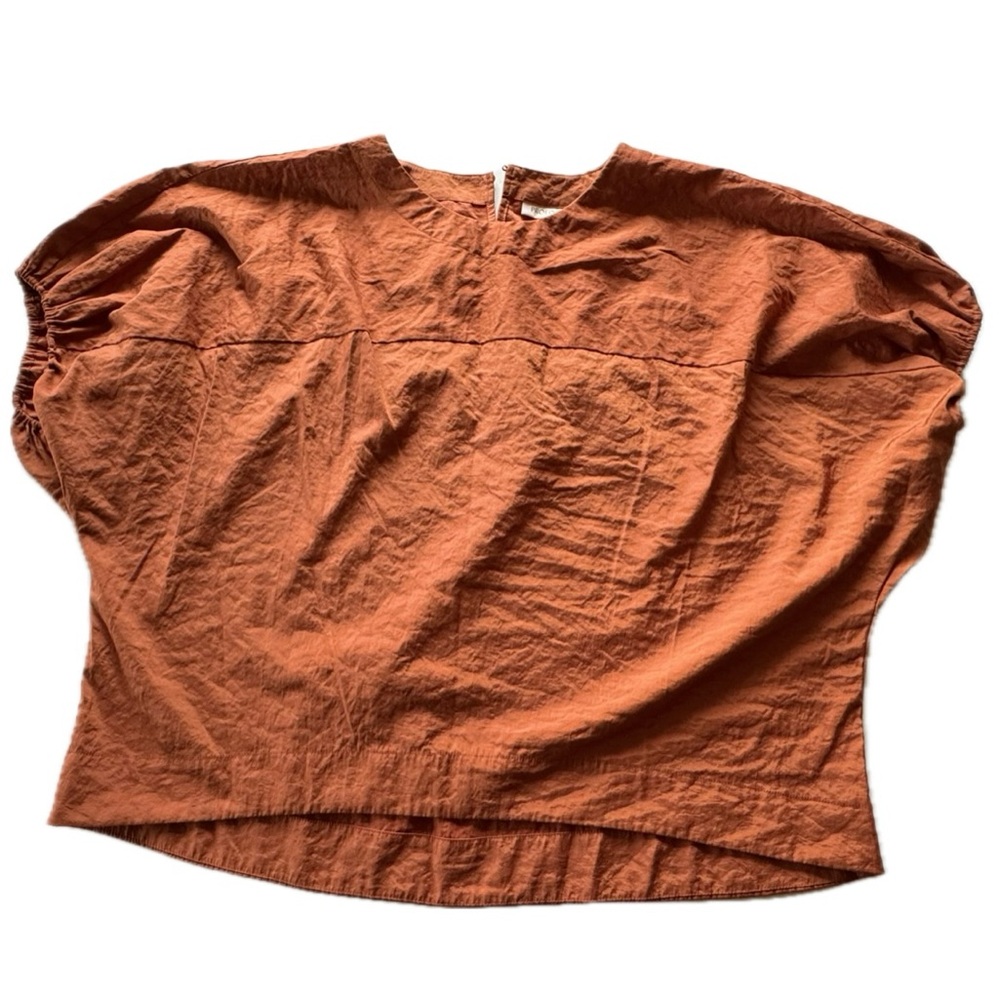 Prologue Rust Orange Boho Earthy Cropped Women's Short Sleeve Top Casual